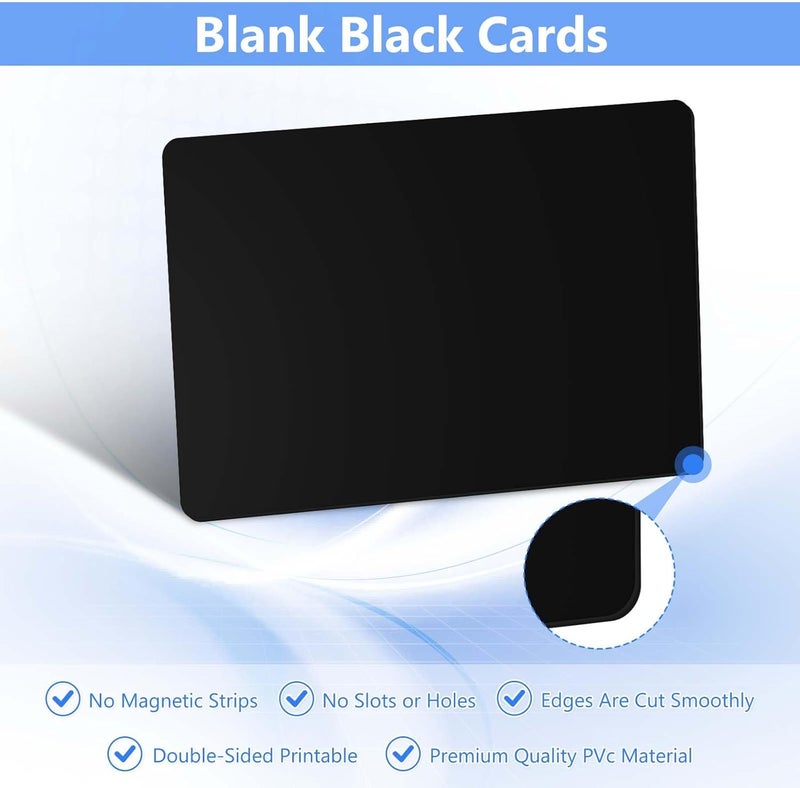 Klmnduo 55 Pack - Premium Blank PVC Cards for ID Badge Printers - Premium Quality Black CR80 30 Mil (CR8030) by - Compatible with Most Photo ID Badge Printers(Black) - Image 3